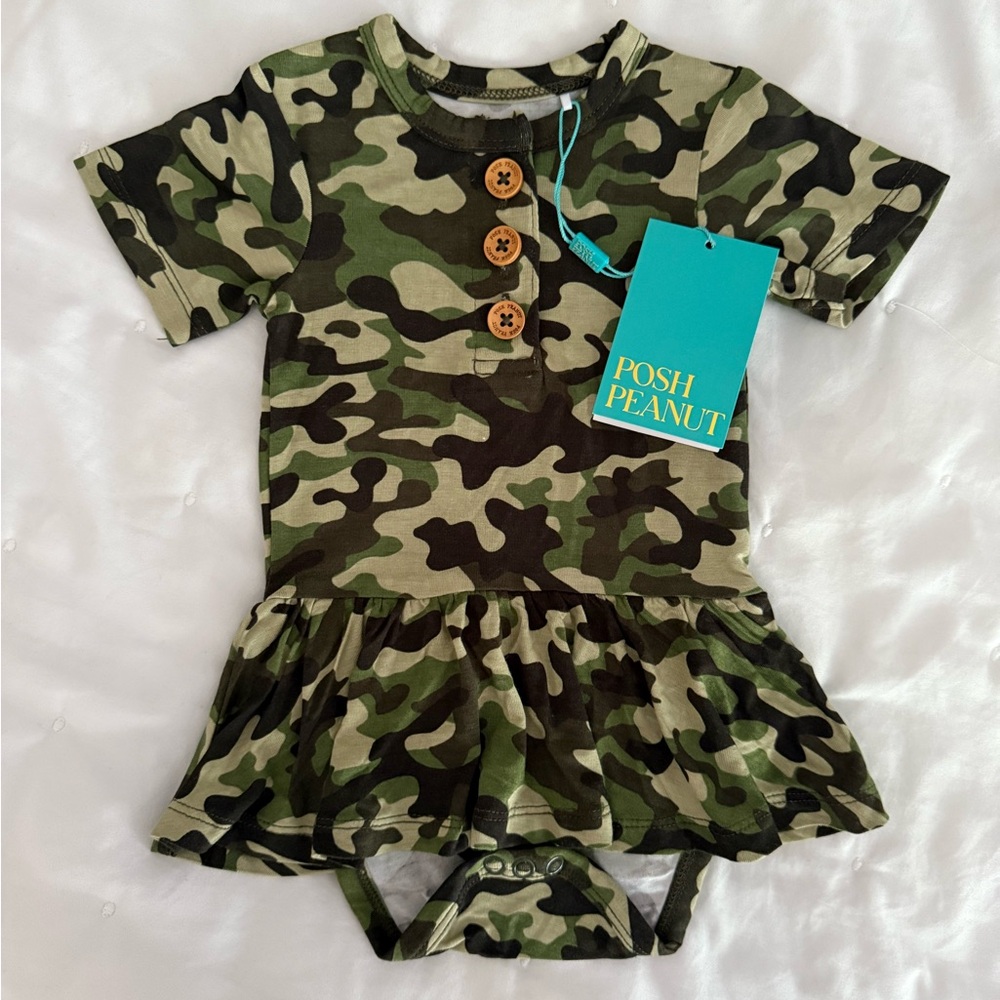 Posh Peanut Cadet Short Sleeve Henley Twirl Skirt Bodysuit